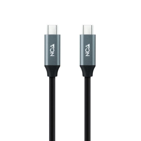 Cable USB 3.2 Tipo-C Nanocable 10.01.4301-L150/ USB Tipo-C Macho - USB Tipo-C Macho/ Hasta 100W/ 1.5m/ Gris y Negro