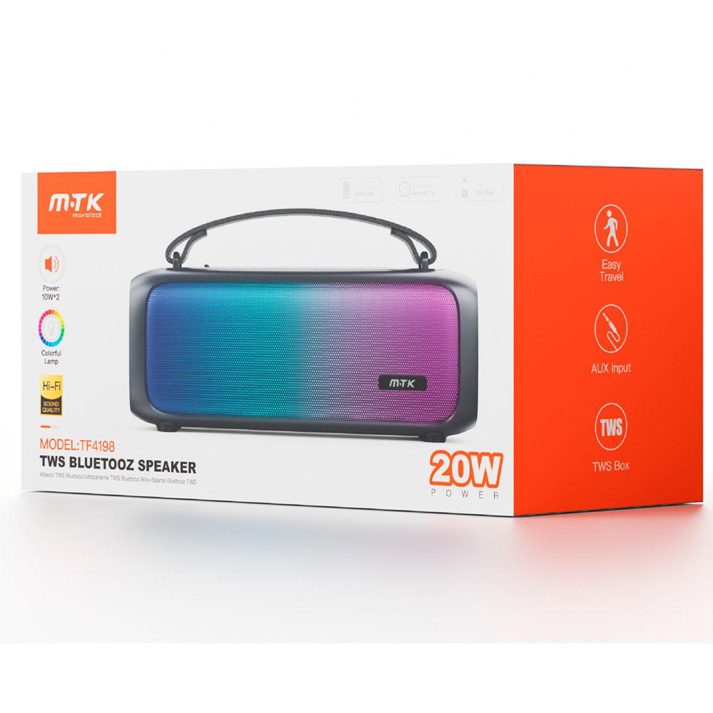 Altavoz Bluetooth 5.3 TF4198 / 20w / 2.400 mAh / Luces Led / Tws / Fm / Microsd / Usb / Negro / MTK / 0451982 - Imagen 2