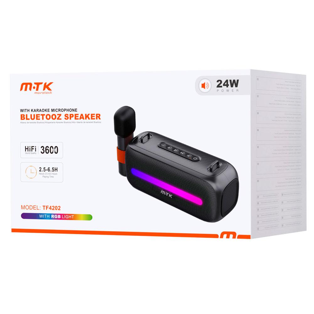 Altavoz Karaoke Bluetooth 5.3 + Microfono / TF4202 / 24w / 3600 mAh / Luces Led / Tws / Fm / Microsd / Usb / Negro / MTK / 0452022 - Imagen 2