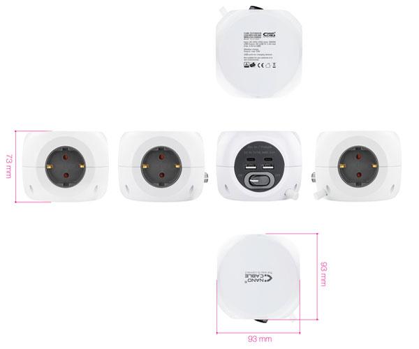 Base de 3 enchufes con interruptor + 4 USB (2 USB A + 2 USB-C) Nanocable 10.37.0001 - Imagen 5