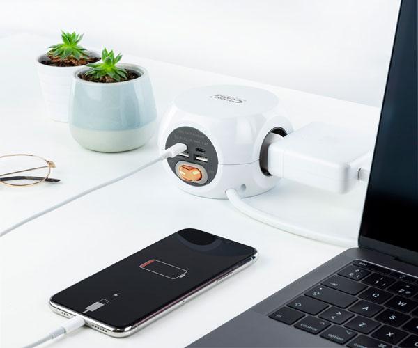Base de 3 enchufes con interruptor + 4 USB (2 USB A + 2 USB-C) Nanocable 10.37.0001 - Imagen 6