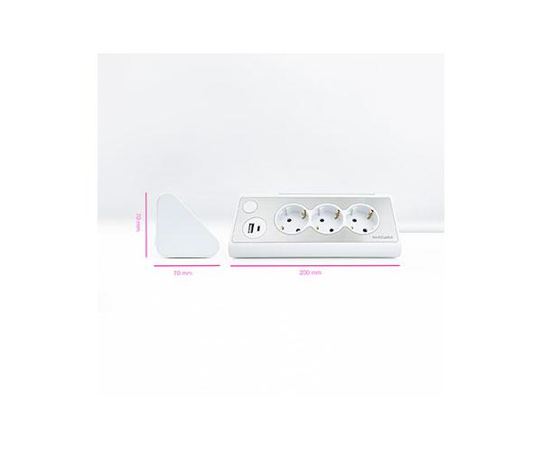 Regleta de Sobremesa con 3 Tomas de Tierra y 2 USB con Luz / Blanco / Nanocable 10.37.0013-w - Imagen 5