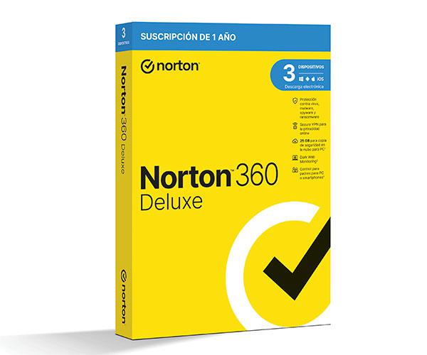 Antivirus Norton 360 Deluxe 25Gb / 1 Usuario / 3 Dispositivos / 1 Año / Box / 21436048