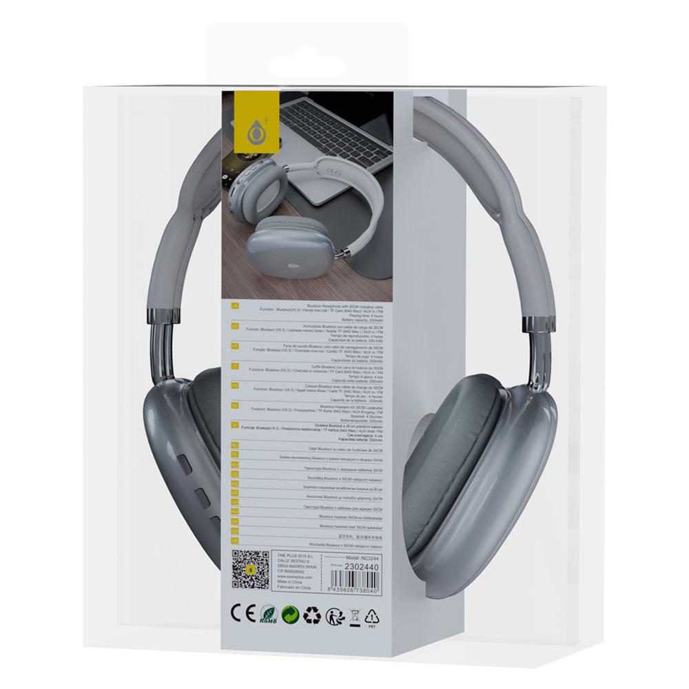 Auriculares diadema Bluetooth 5.3 NC3244 / Mp3 / MicroSD / FM / Gris / One+ 2302440 - Imagen 2