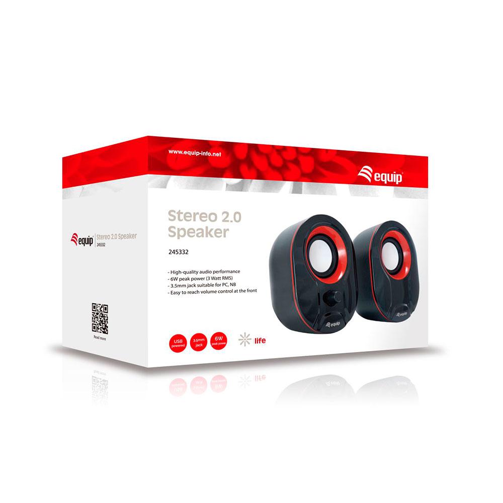 Altavoces 2.0 Equip Life 6w RMS Jack 3.5 Control de volumen / USB / Negro y rojo / 245332" - Imagen 2