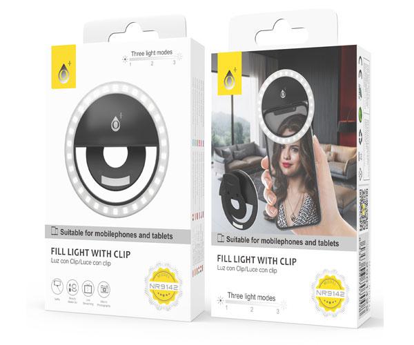 Mini anillo Luz led con clip universal Smartphones Nr9142 Negro / 3 Niveles de potencia / One+ / 2901422 - Imagen 2