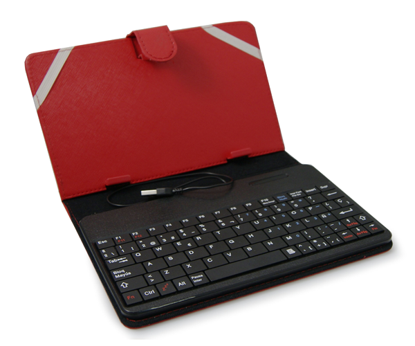 Funda universal tablet 6-7 pulgadas con teclado Bluetooth roja