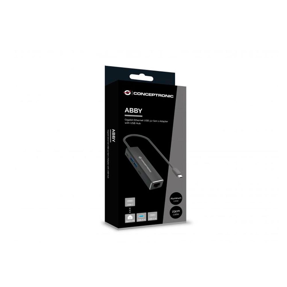 Hub Adaptador Type-C 5 en 1 Conceptronic / 2x USB3.2 / 2x USB-C / RJ-45 / ABBY13B - Imagen 2