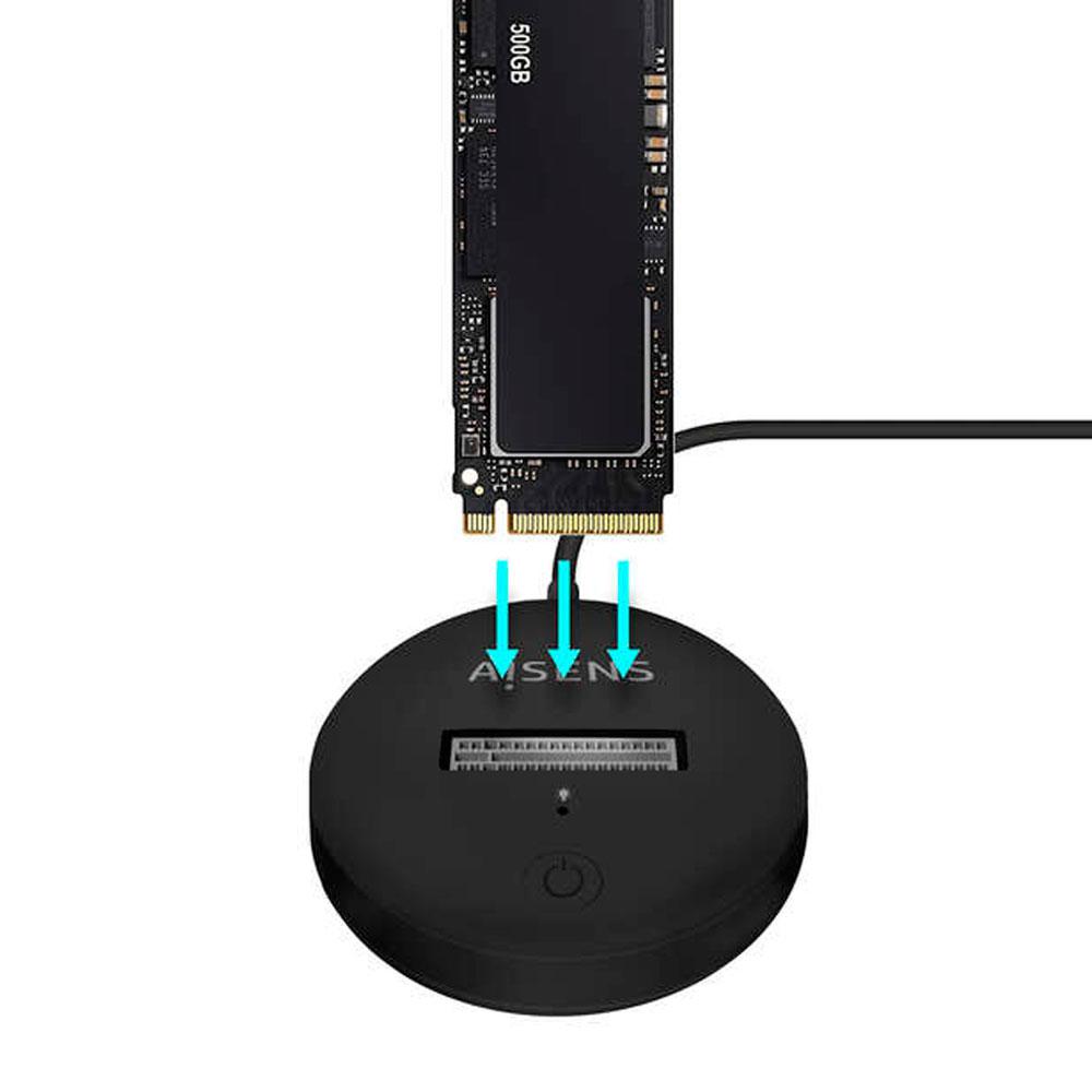 Docking Station USB Type-C 3.2 Gen.2 / SSD M.2 Sata NGFF / SSD M.2 NVME / Negro / Aisens / ASUC-M2D013-BK - Imagen 3