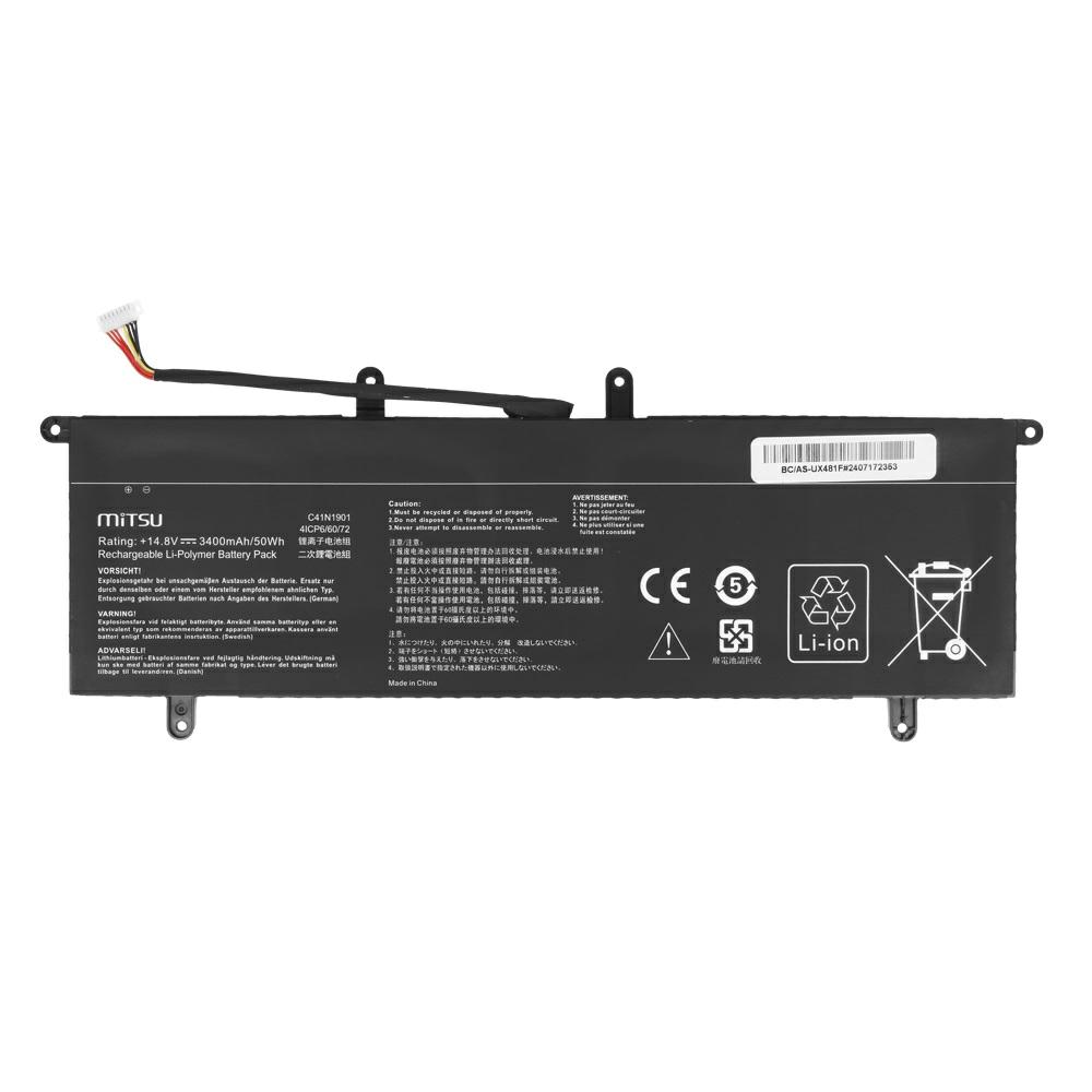 Batería compatible para portátil ASUS C41N1901 14.8V 3400mAh Mitsu - Imagen 5