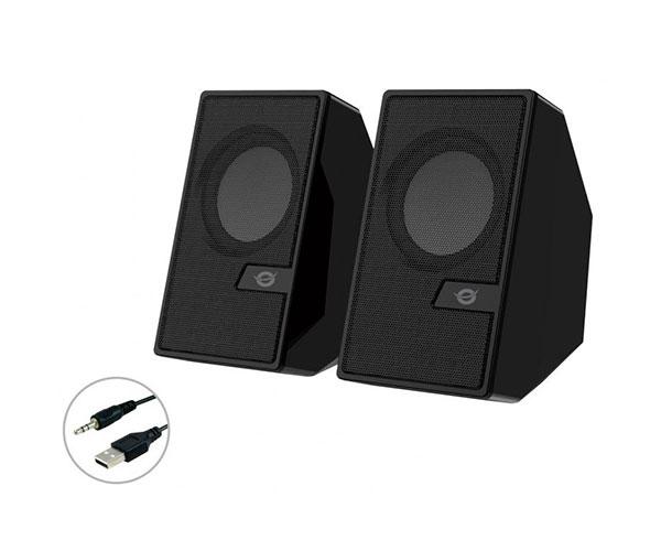 Altavoces 2.0 Bluetooth 5.0 Conceptronic Bjorn02b / 6W / Jack 3.5 / Alimentación USB / Negro"