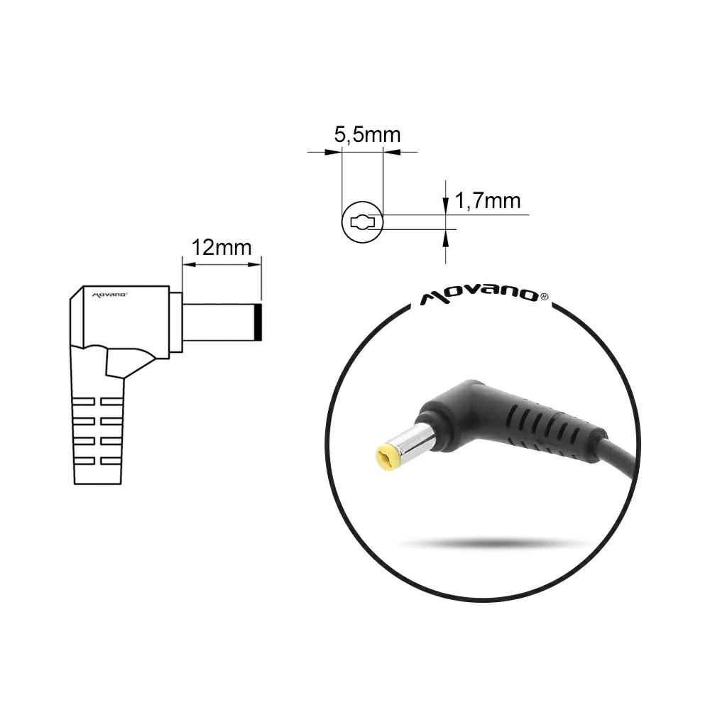 Cargador para portátil Acer / Asus / Toshiba 65W 19V 3.42A 5.5 mm x 1.7 mm Movano - Imagen 6