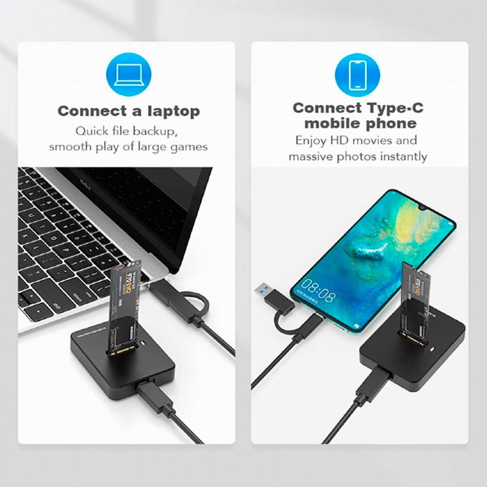 Docking Station USB Type-C / M.2 Sata NVME SSD / Negro / Gembird / DD-U3M2 - Imagen 3