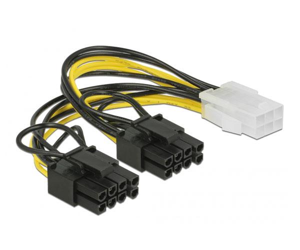 Cable alimentacion gráfica Pci-e 6 pines Hembra a 2x 6+2 Pines Macho / 15cm / Delock 85452 - Imagen 2
