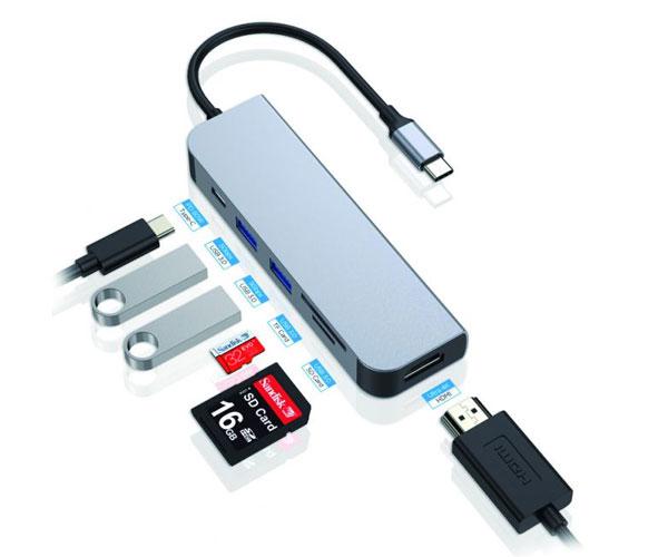 Hub Adaptador Type-C 6 en 1 Conceptronic / Hdmi - 2x Usb 3.0 - Lector SD - MicroSD - Type-C PD 60w / DONN02G - Imagen 2