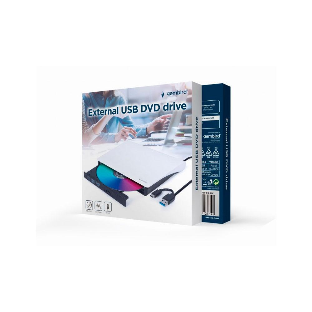 Grabadora Externa CD/DVD Gembird / USB 3.1 / Type-C / Blanca / DVD-USB-031-BW - Imagen 2