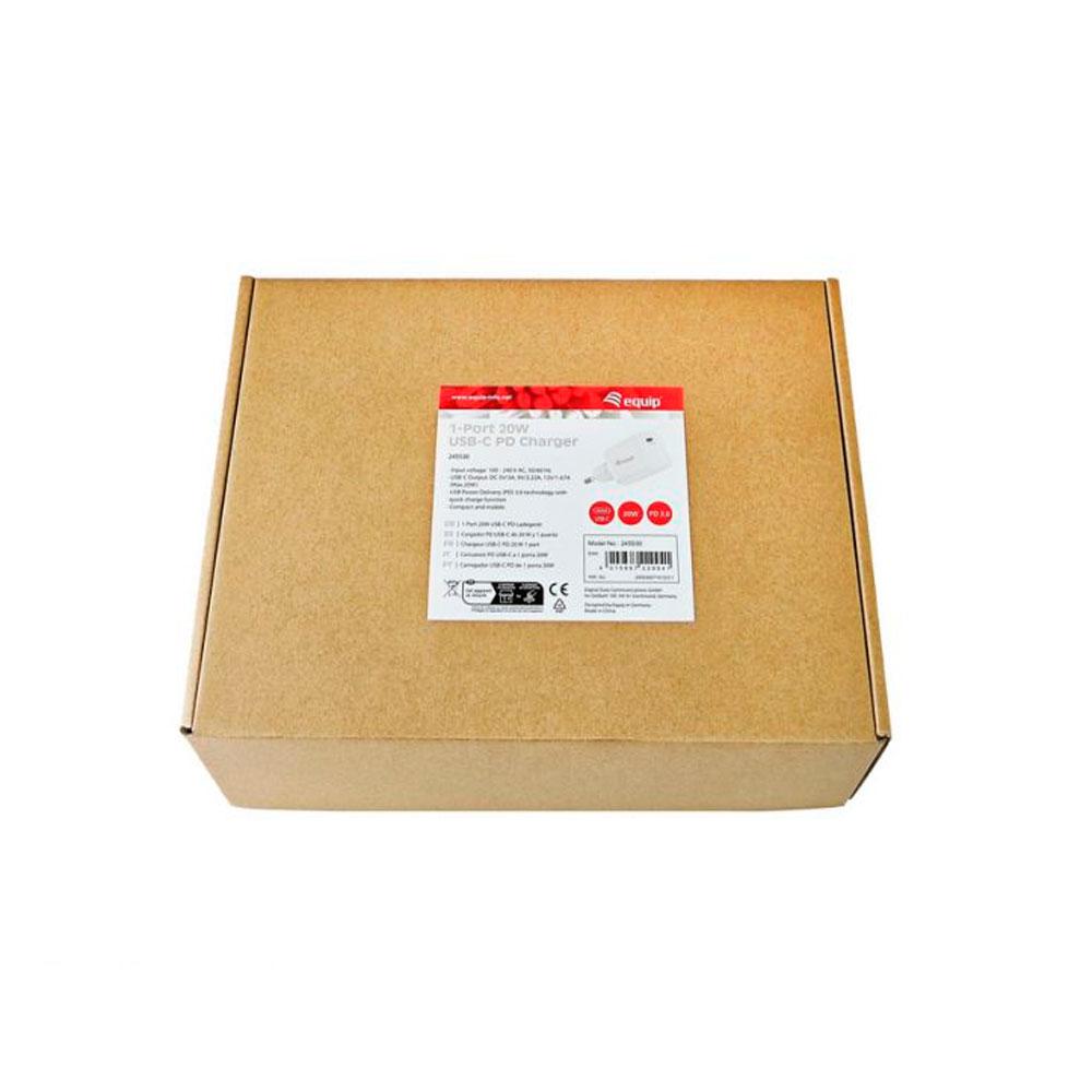 Cargador de red Type-C / 20w / PD 3.0 Carga rapida / Blanco / Pack 25 unids / EQ245530 / Equip - Imagen 4
