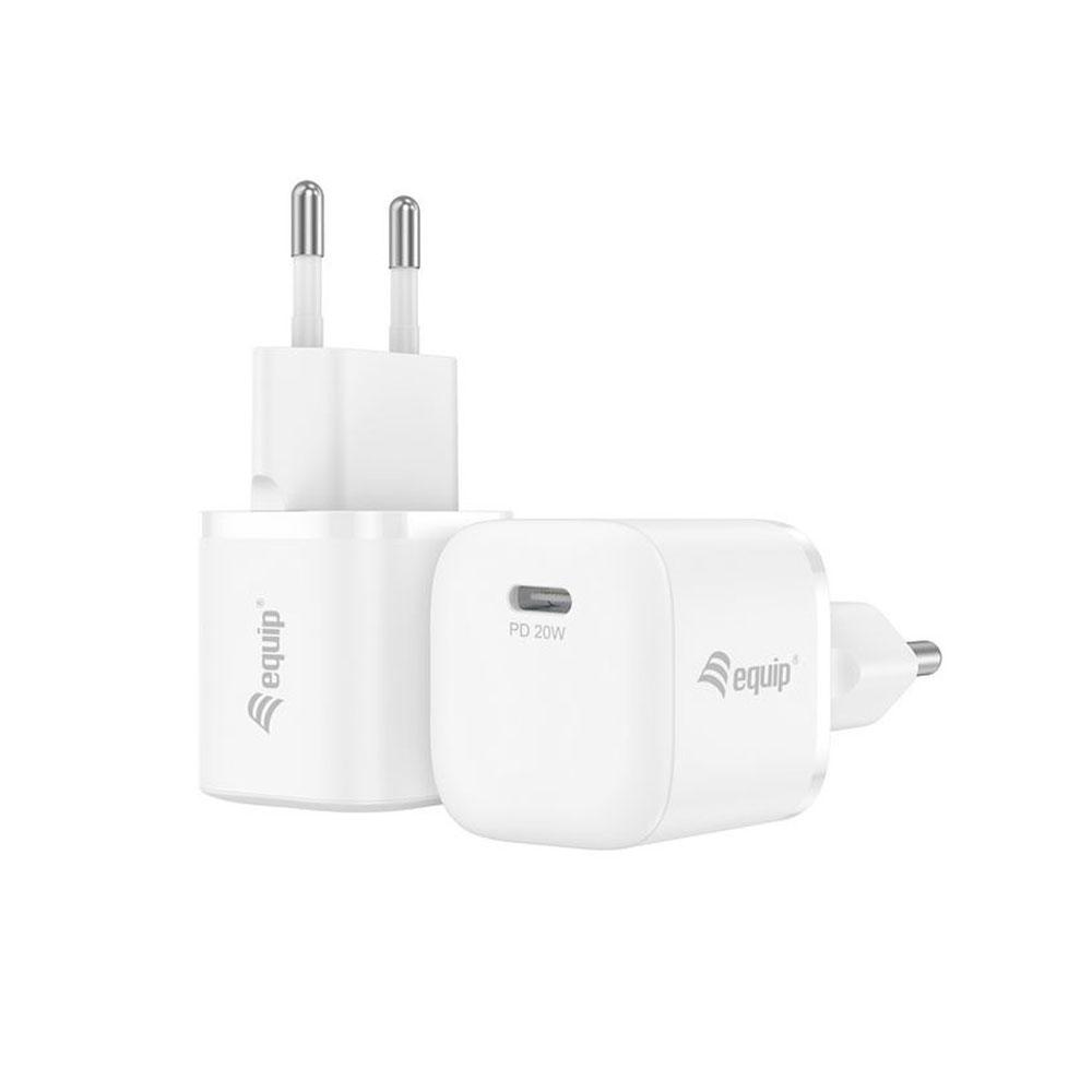 Cargador de red Type-C / 20w / PD 3.0 Carga rapida / Blanco / Pack 25 unids / EQ245530 / Equip - Imagen 2