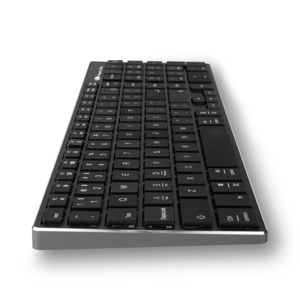 Teclado inalambrico Bluetooth NGS FORTUNE-BT / Multidispositivo / Recargable / Teclas X-Type / Silencioso / Negro - Imagen 2