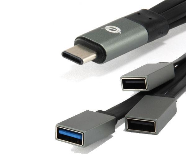 Hub Type-C a 1xUsb 3.1 / 2xUsb 2.0 / Gris / HUBBIES01G / Conceptronic - Imagen 2