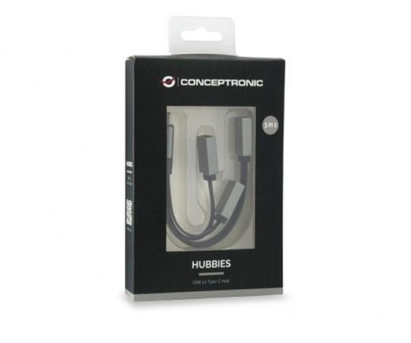 Hub Type-C a 1xUsb 3.1 / 2xUsb 2.0 / Gris / HUBBIES01G / Conceptronic - Imagen 3