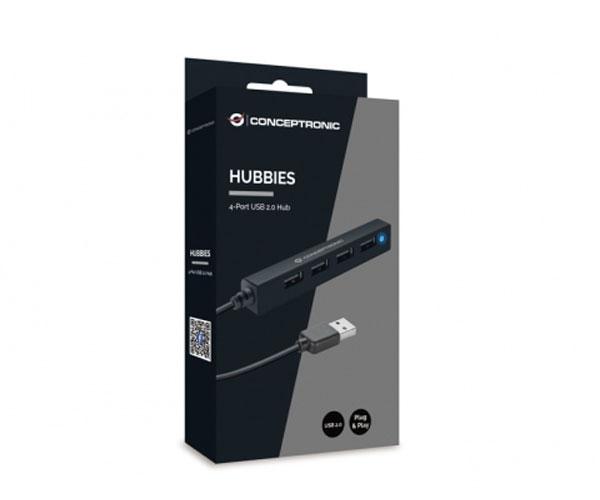 Hub 4 Puertos Usb 2.0 / Conceptronic Hubbies05b / Negro - Imagen 2