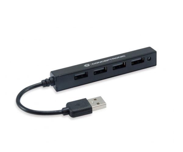 Hub 4 Puertos Usb 2.0 / Conceptronic Hubbies05b / Negro
