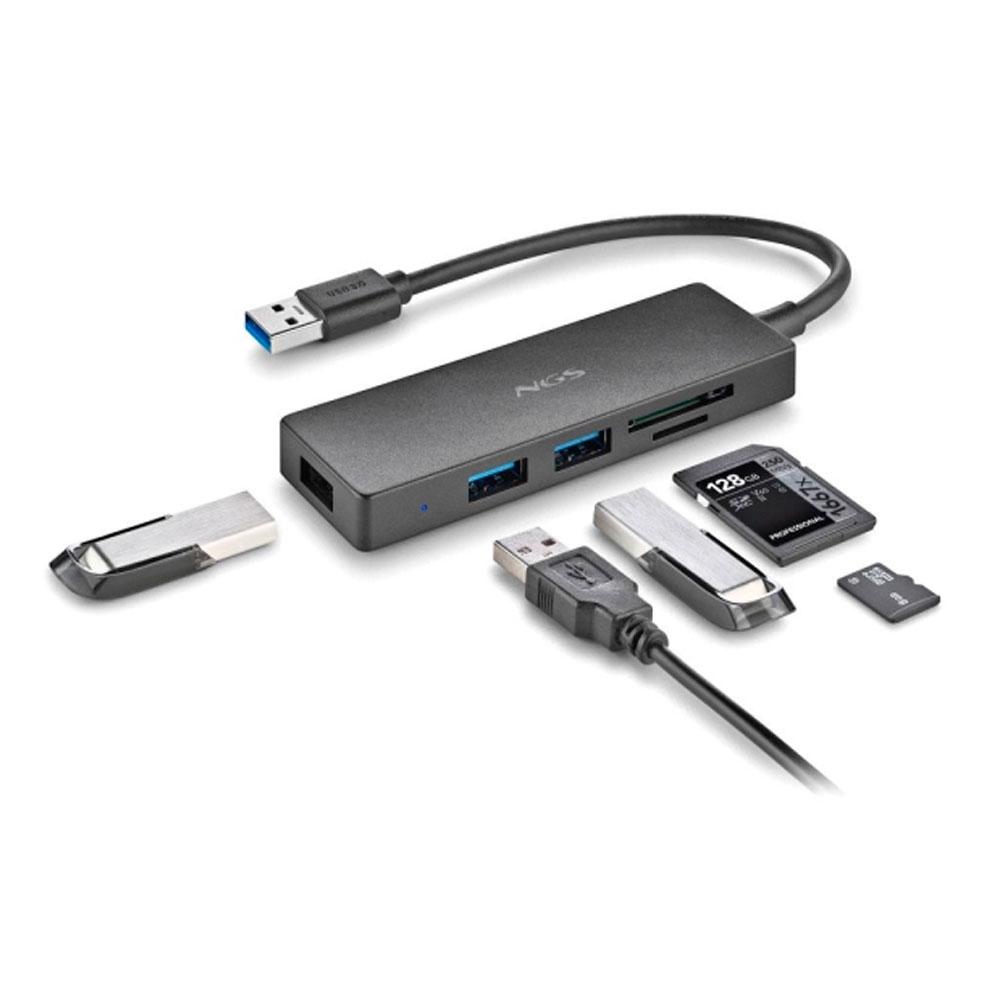 Hub Adaptador USB 3.2 NGS / 3x USB 3.2 / 1x SD / 1x Micro SD / IHUBREADER - Imagen 2