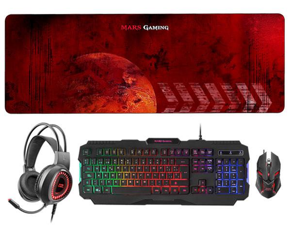 Combo Teclado Rgb + Raton Rgb Flow Mars Gaming MCPRGB2 / Alfombrilla XXL + Headset Rgb 50mm