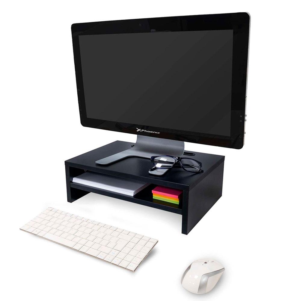 Elevador de monitor de madera Phoenix / 2 Alturas / Gestion de cables / Negro / PHWRAISER2B - Imagen 3