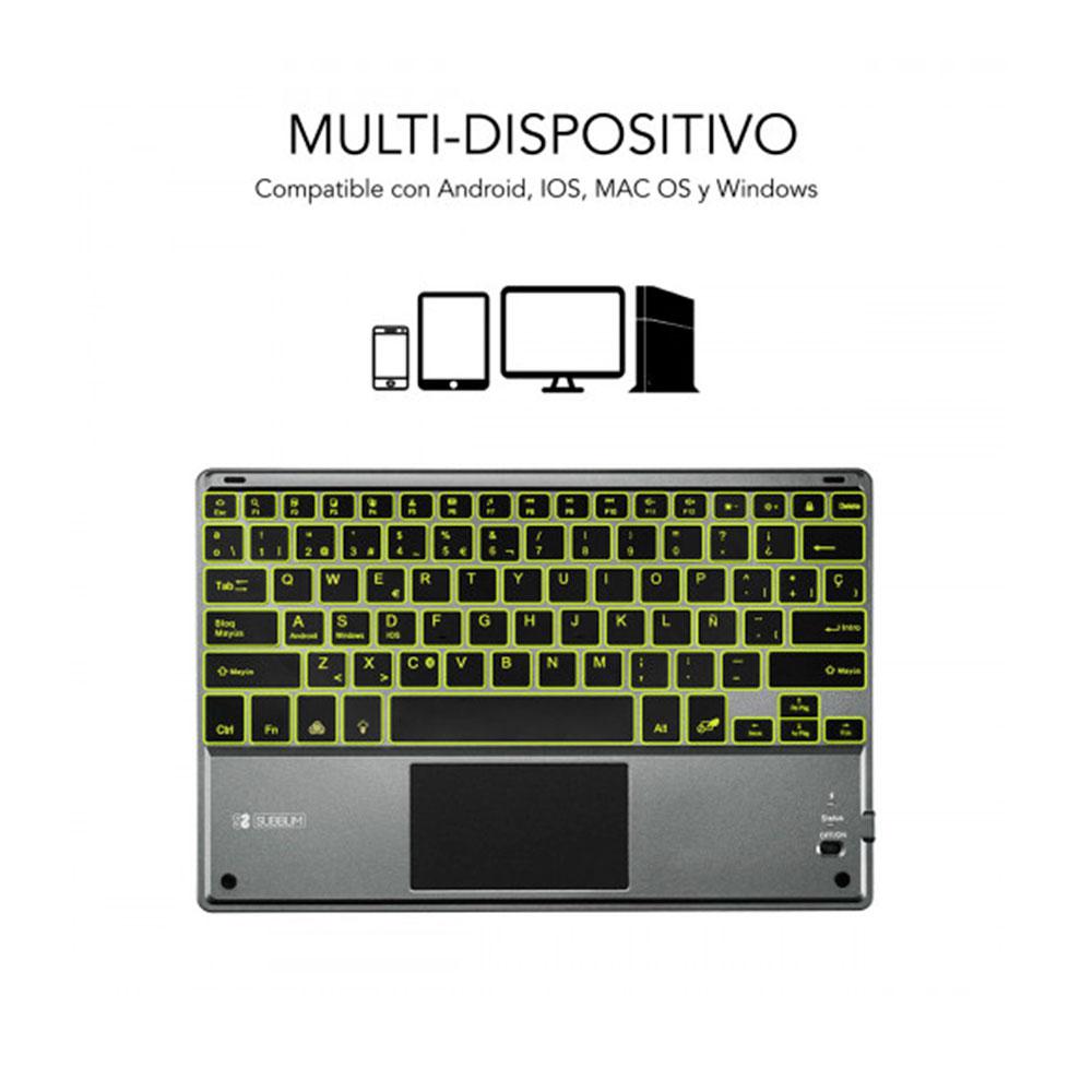 Teclado Bluetooth Subblim Smart / Retroiluminado / Touchpad / Gris / SUB-KBT-SMBT51 - Imagen 2