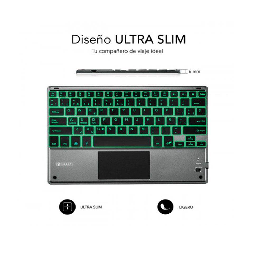 Teclado Bluetooth Subblim Smart / Retroiluminado / Touchpad / Gris / SUB-KBT-SMBT51 - Imagen 3