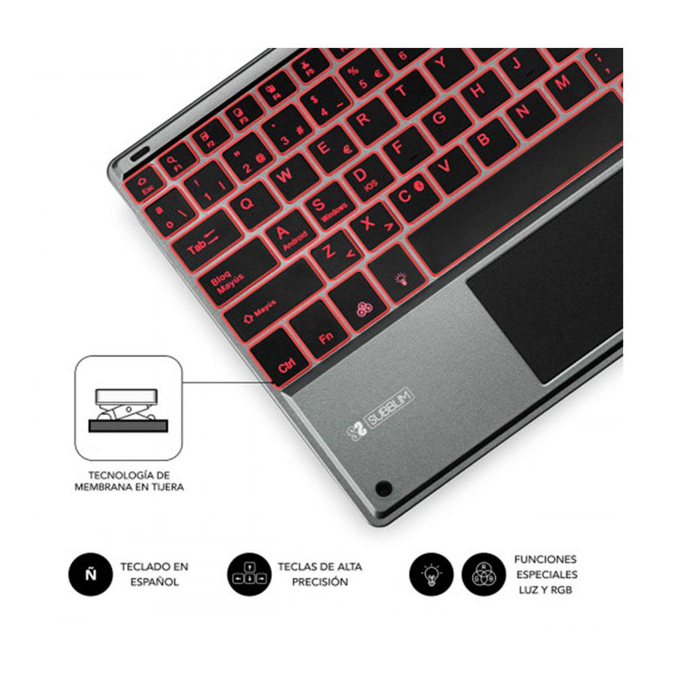 Teclado Bluetooth Subblim Smart / Retroiluminado / Touchpad / Gris / SUB-KBT-SMBT51 - Imagen 4