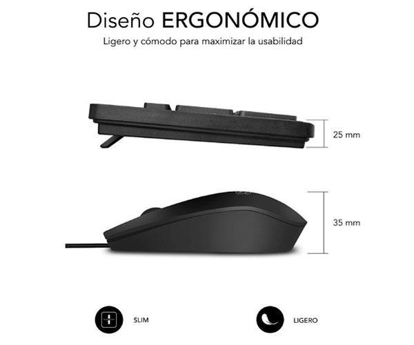 Combo Teclado + Raton USB Subblim Combo Business / Slim / Silencioso / Negro / SUBKBC-CSSK01 - Imagen 2
