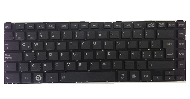Teclado compatible para portátil TOSHIBA Satellite L800 / L830 / L840 Negro / Sin marco
