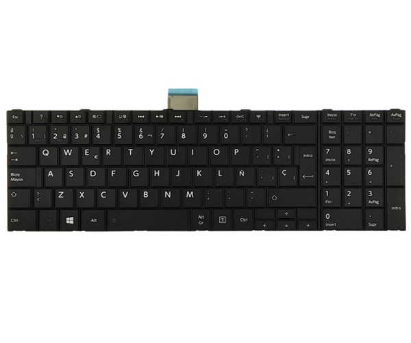 Teclado compatible para portátil TOSHIBA c850 / c855 / c870 / l850 / l855 Negro sin marco