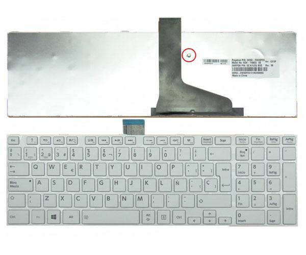 Teclado compatible para portátil TOSHIBA c850/c855/c870/l850/l855/l950 blanco con marco