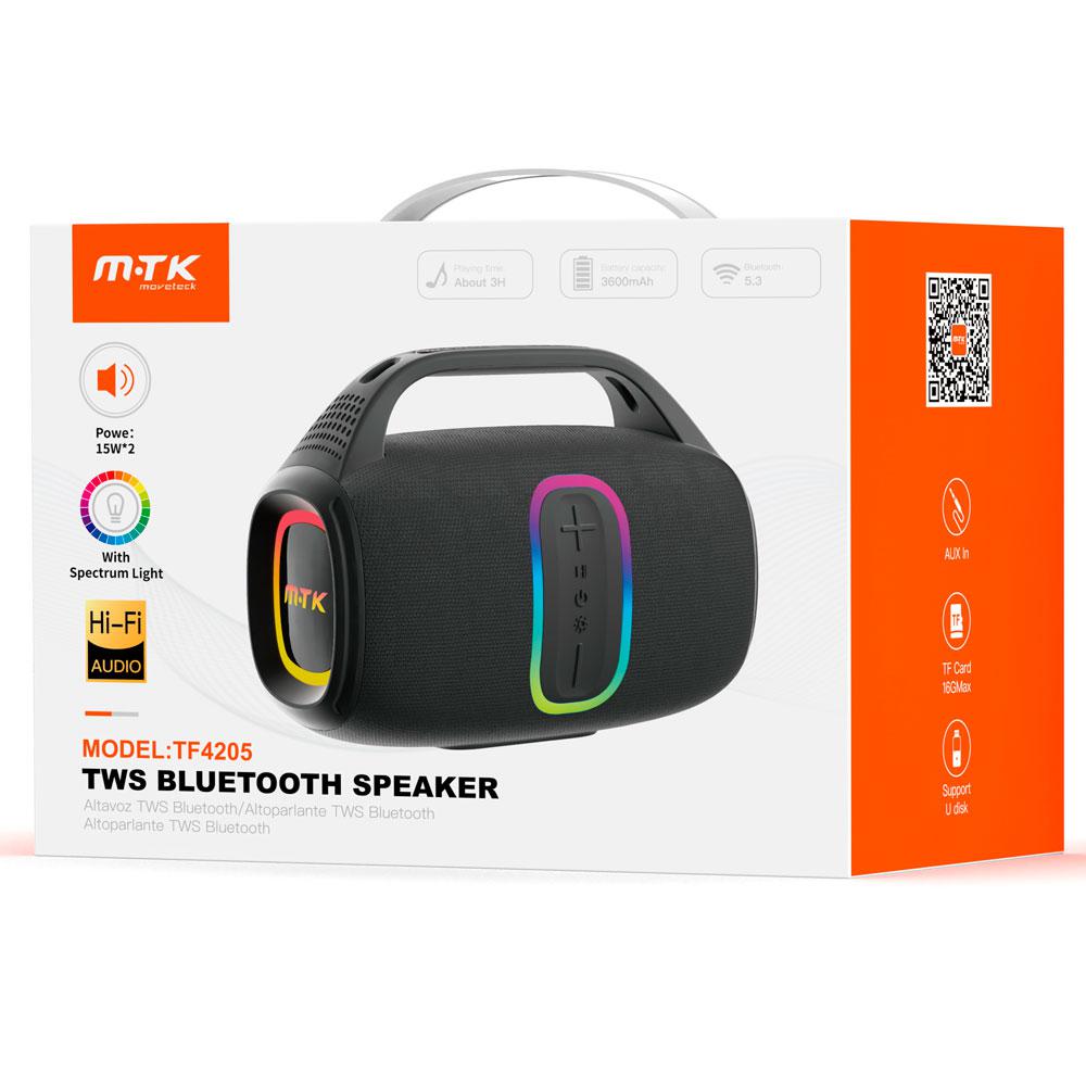 Altavoz Bluetooth 5.3 / TF4205 / 30w / 3600Mah / Luces RGB / TWS / MicroSD / Usb / Negro / MTK 0452052 - Imagen 2