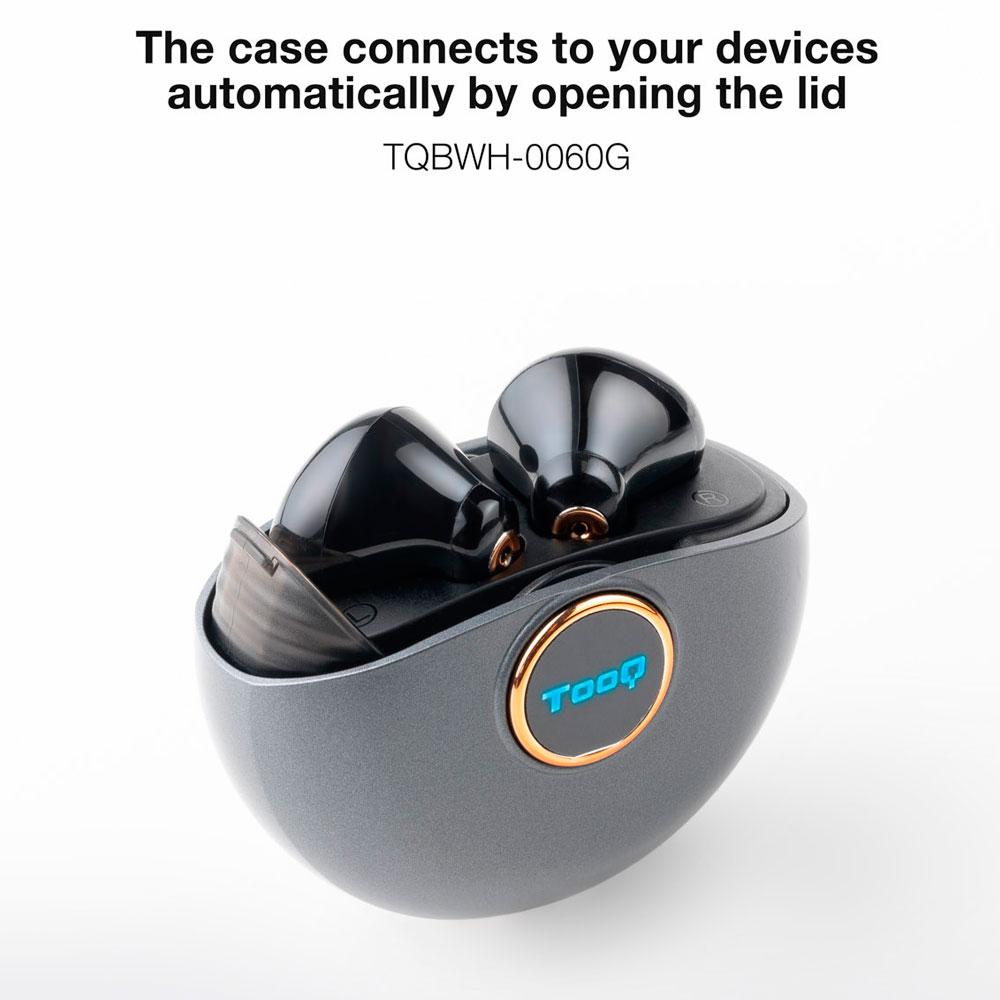 Auriculares Tooq Snail Bluetooth 5.3 Negro / Type-C / Control tactil / Base de carga / TQBWH-0060G - Imagen 2
