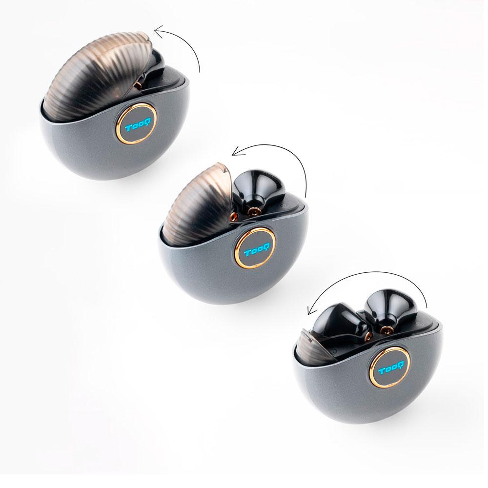 Auriculares Tooq Snail Bluetooth 5.3 Negro / Type-C / Control tactil / Base de carga / TQBWH-0060G - Imagen 3