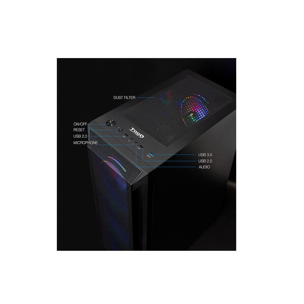 Caja Semitorre Gaming Ragnarok ATX / MATX / Tooq / Negra / Incluye 4 Ventiladores / TQGCC101-B - Imagen 4