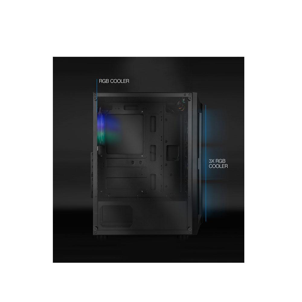 Caja Semitorre Gaming Ragnarok ATX / MATX / Tooq / Negra / Incluye 4 Ventiladores / TQGCC101-B - Imagen 5