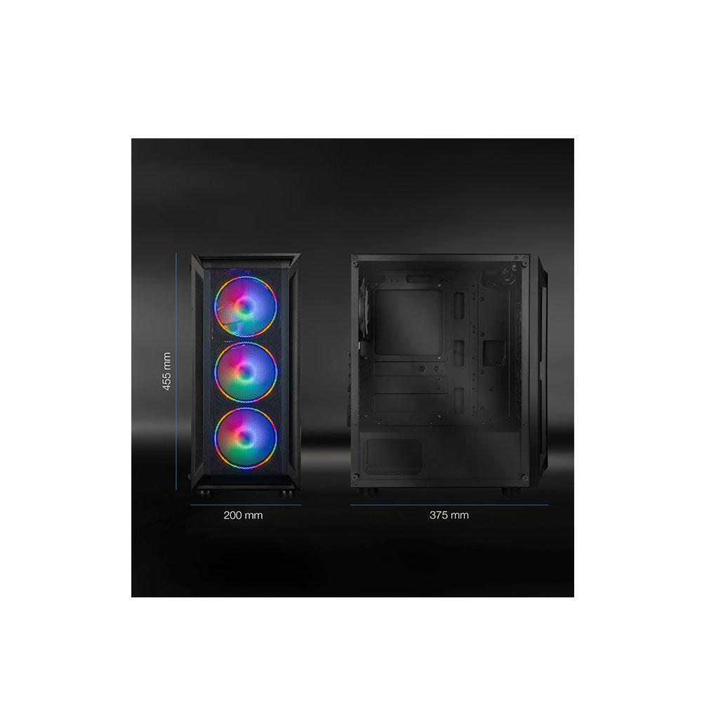 Caja Semitorre Gaming Ragnarok ATX / MATX / Tooq / Negra / Incluye 4 Ventiladores / TQGCC101-B - Imagen 8