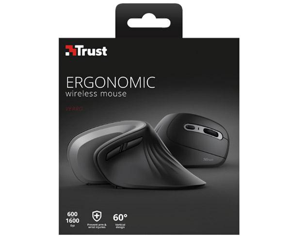 Raton Inalambrico Trust Verro Ergonomico / Angulo 60º / 1000-1600dpi / Negro - Imagen 9