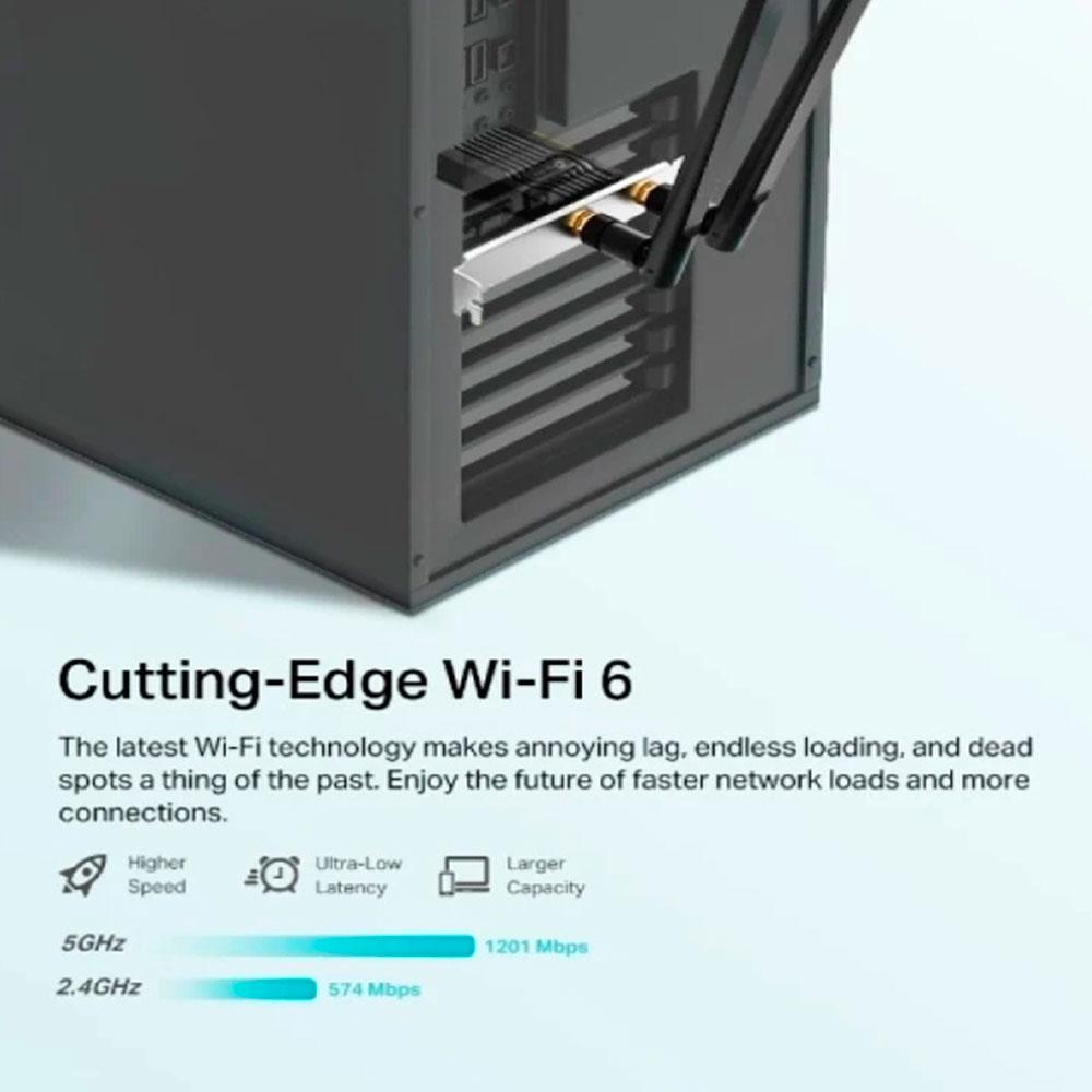 ÷ Pci express wifi 6 dualband y bluetooth 5.2 tp-link archer tx20e ax1800 wifi 6 2 antenas de alta gan - Imagen 2