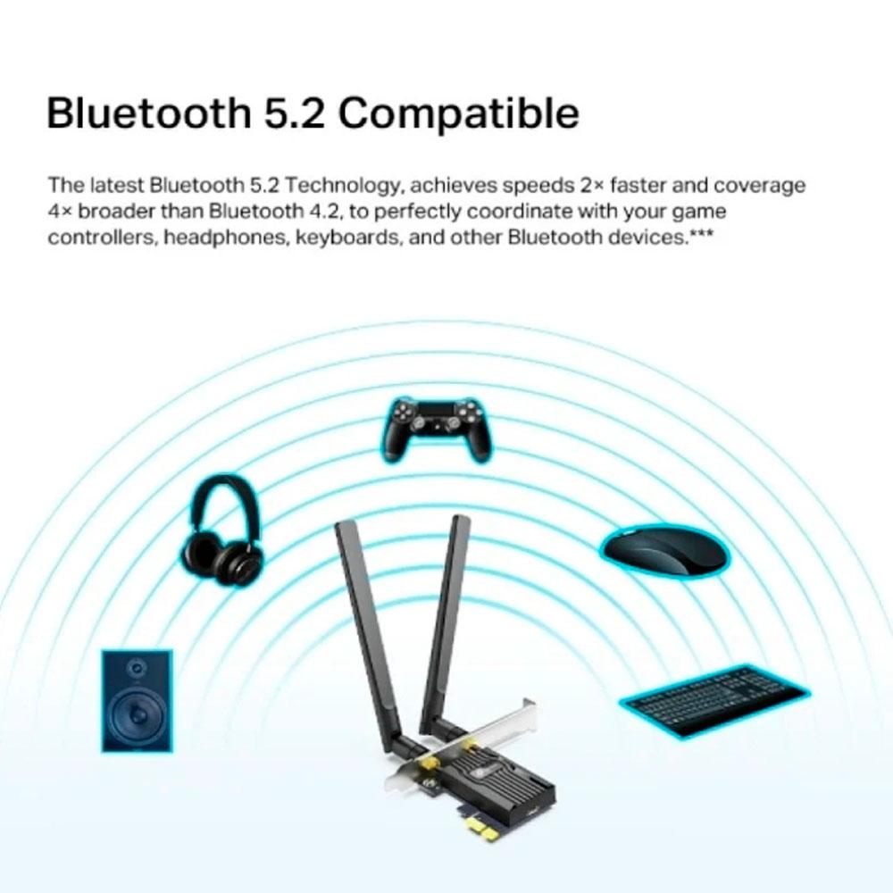 ÷ Pci express wifi 6 dualband y bluetooth 5.2 tp-link archer tx20e ax1800 wifi 6 2 antenas de alta gan - Imagen 3