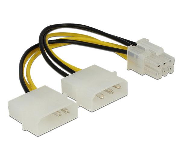 Cable molex gráfica 2x5.25 a 6 pines pci-e / 15cm / Delock 82315