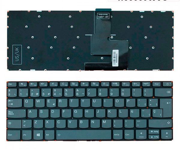 Teclado compatible para portátil LENOVO Ideapad 320-14Isk / 320-14Ikb / Gris / Sin Marco / Boton encendido
