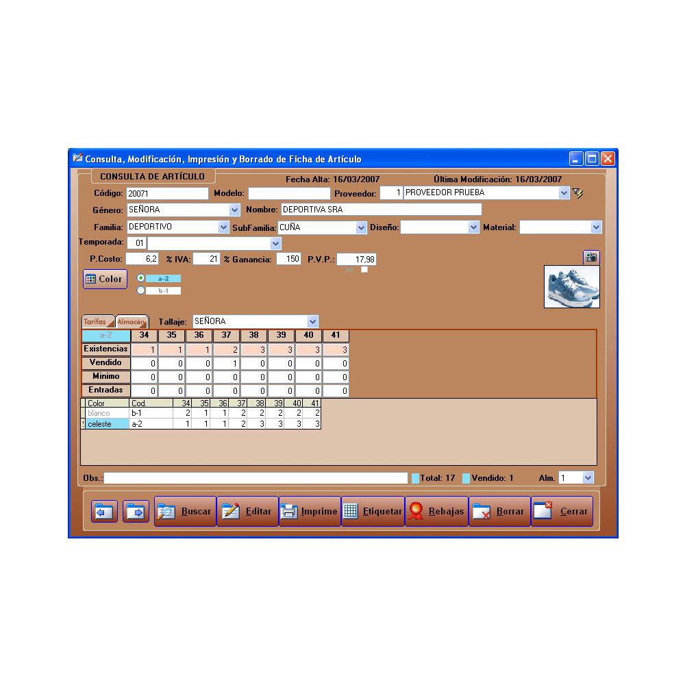 Software Programa de Gestión Especifica ZAPAGES para ZAPATERIAS - Imagen 2